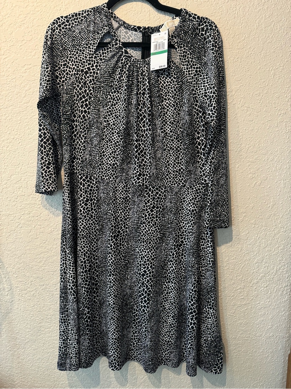 Michael Kors Black & White Printed Long-Sleeve Women's Dress